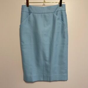 J. Crew The Pencil Skirt Light Blue Classic Business Professional Size 00 Nwt